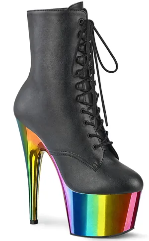 ADORE-1020RC Black Matte Rainbow Chrome Boots