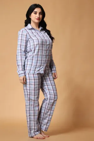 Blue Checked Night Suit Set