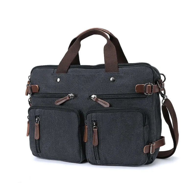 Canvas Laptop Bag: Briefcase, Backpack, Shoulder Bag in One