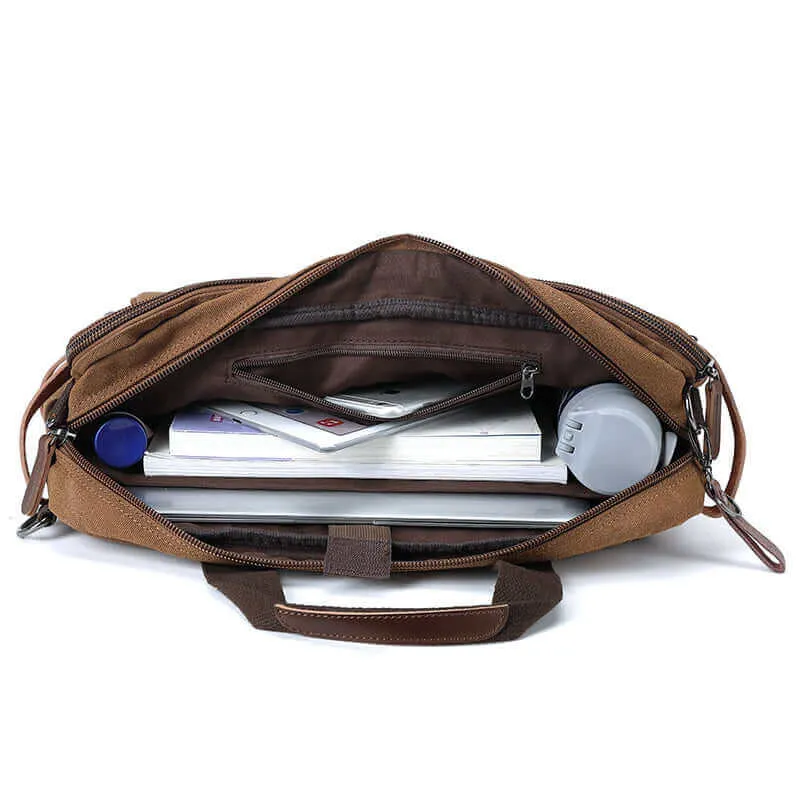 Canvas Laptop Bag: Briefcase, Backpack, Shoulder Bag in One