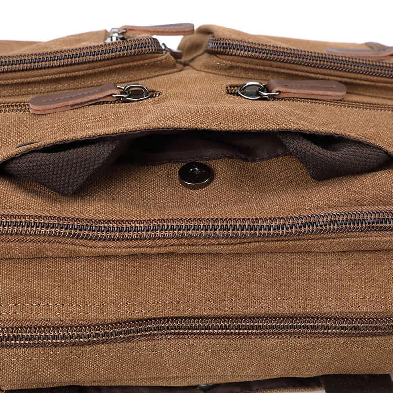 Canvas Laptop Bag: Briefcase, Backpack, Shoulder Bag in One