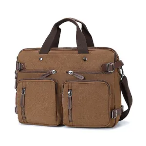 Canvas Laptop Bag: Briefcase, Backpack, Shoulder Bag in One