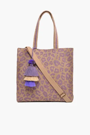 Cheetah Jute Tote with Crossbody Strap Lilac