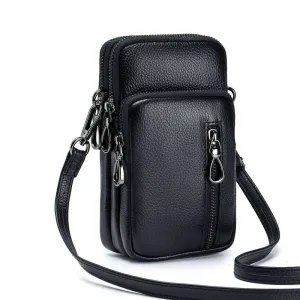 Chic Leather Mini Vertical Phone Crossbody Bag