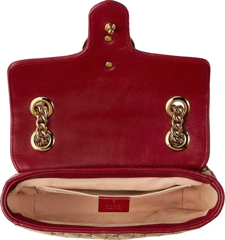 Gucci GG Marmont Mini Bag Beige/Ebony/New Cherry Red, beige