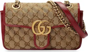 Gucci GG Marmont Mini Bag Beige/Ebony/New Cherry Red, beige