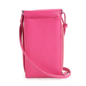 ili Leather accordion phone bag with RFID blocking ili, pink