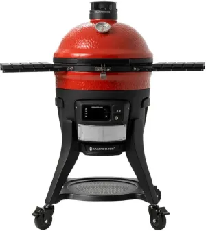 Kamado Joe KJ15041123 18 Inch Freestanding Konnected Joe™ Digital Charcoal Grill and Smoker with 250 sq. in. Cooking Space, AFS (Automatic Fire Starter) Button, and Digital Kontrol Board: Red & Black