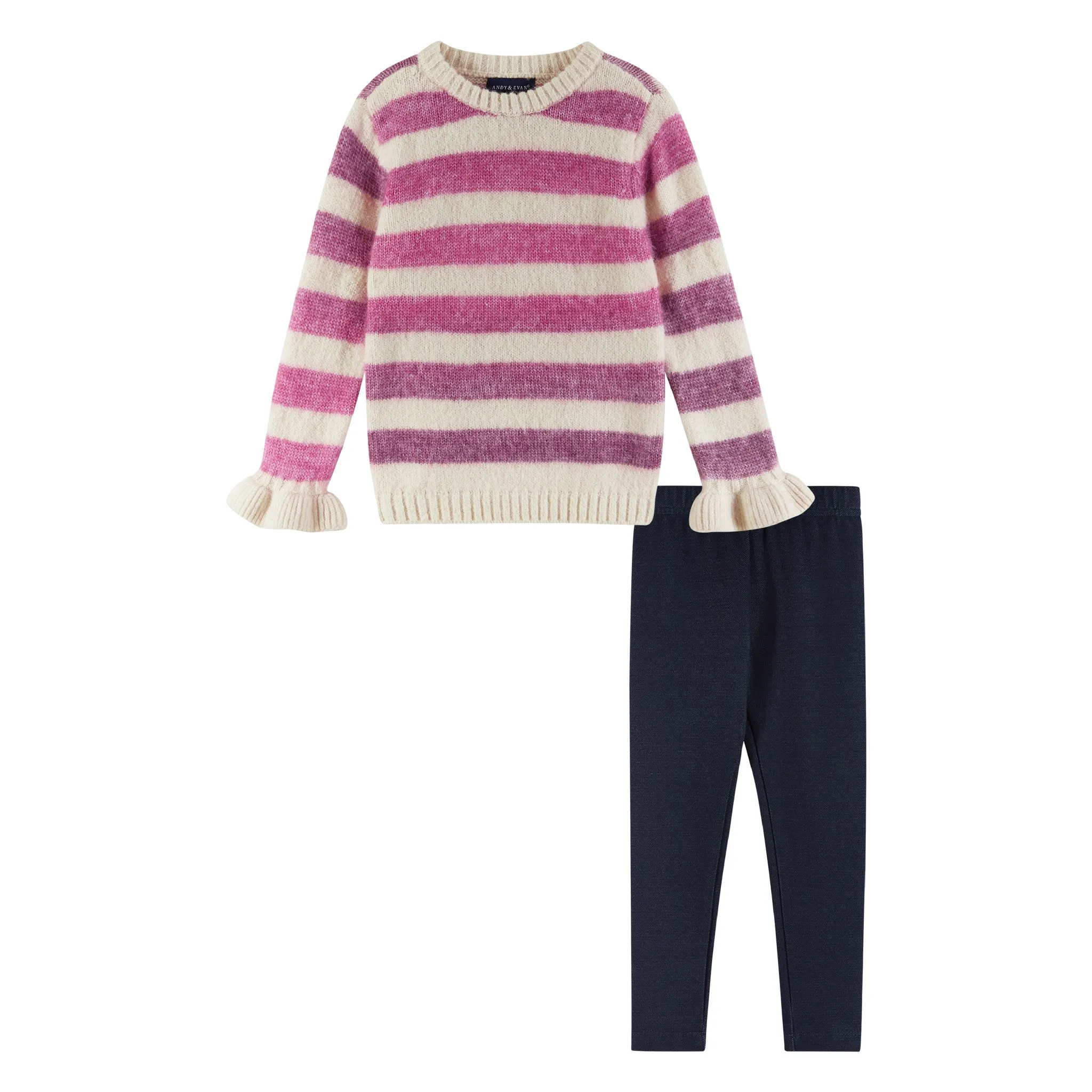 Kids Striped Oatmeal Sweater & Legging Set | Purple Ombre