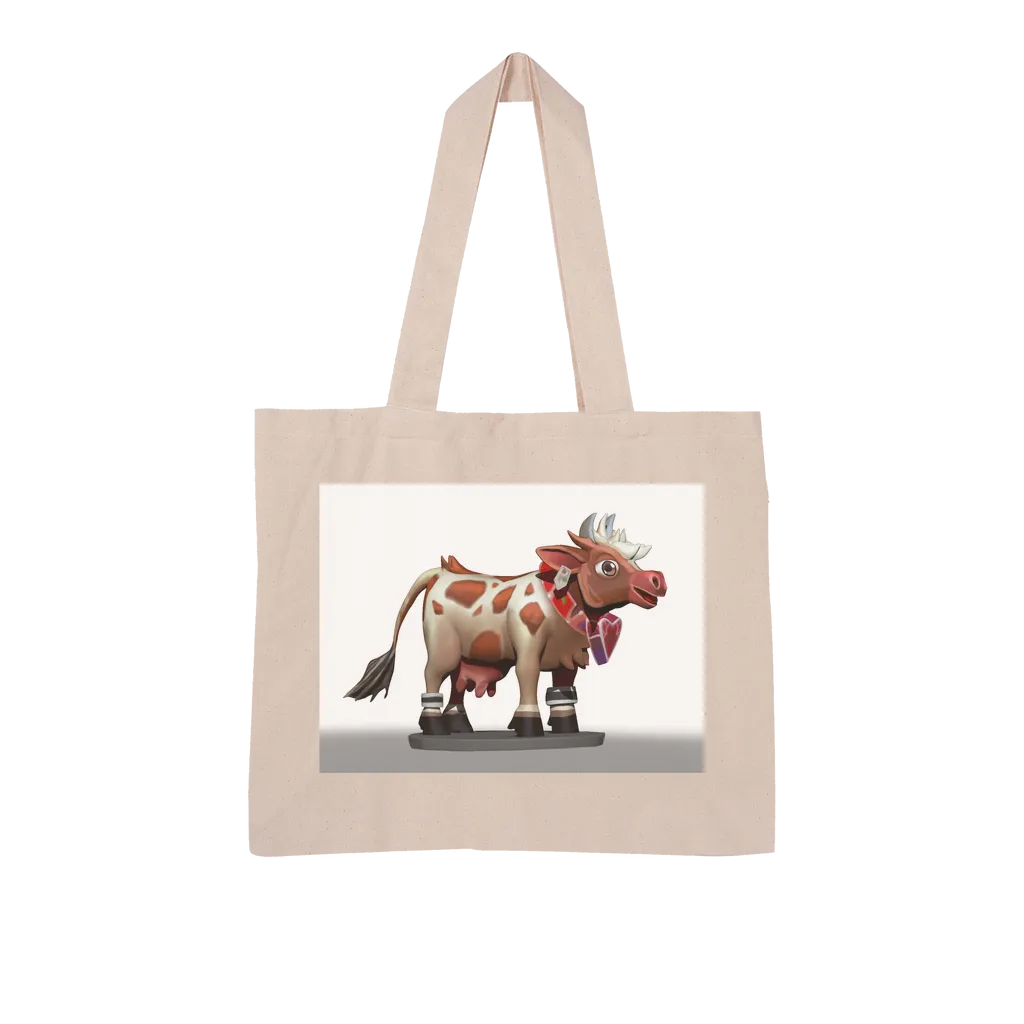 Light Brown Cow Large Organic Tote Bag