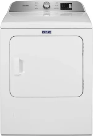 Maytag MGD6200KW 29 Inch Gas Dryer with 7 Cu. Ft. Capacity, End of Cycle Signal, Drum Light, 11 Dry Cycles, Moisture Sensing, Quick Dry Cycle, Delicates, Wrinkle Prevention Option, and Wrinkle Control Cycle: White