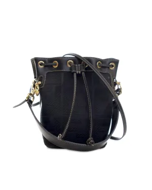 Mini Canvas Satchel with Leather Trim and Drawstring Closure