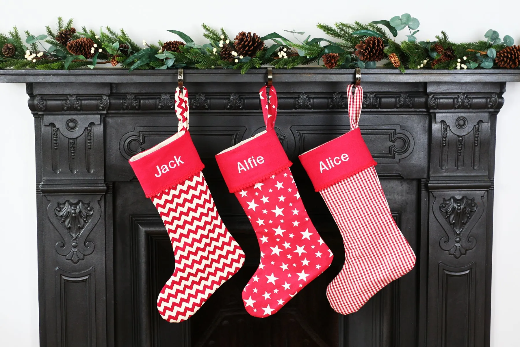 Personalised Christmas Stocking and Santa Sack Set GINGHAM CHECKS