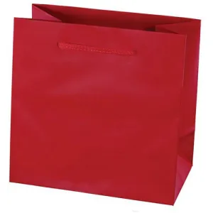 Red Matte Rope Handle Euro-Tote Shopping Bags - 8.0 x 4.0 x 10.0