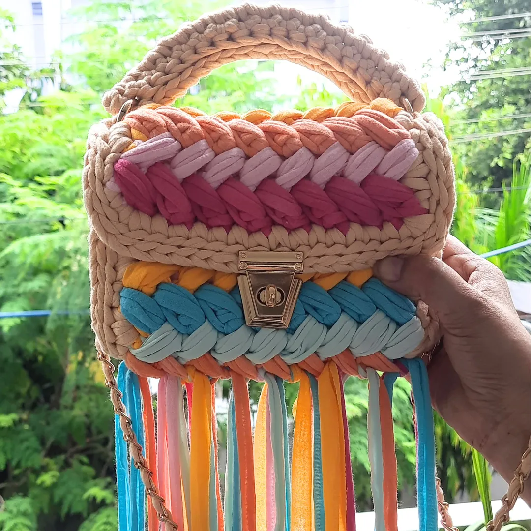 Shiroli Handmade Designer Vibrant Bag With Frills