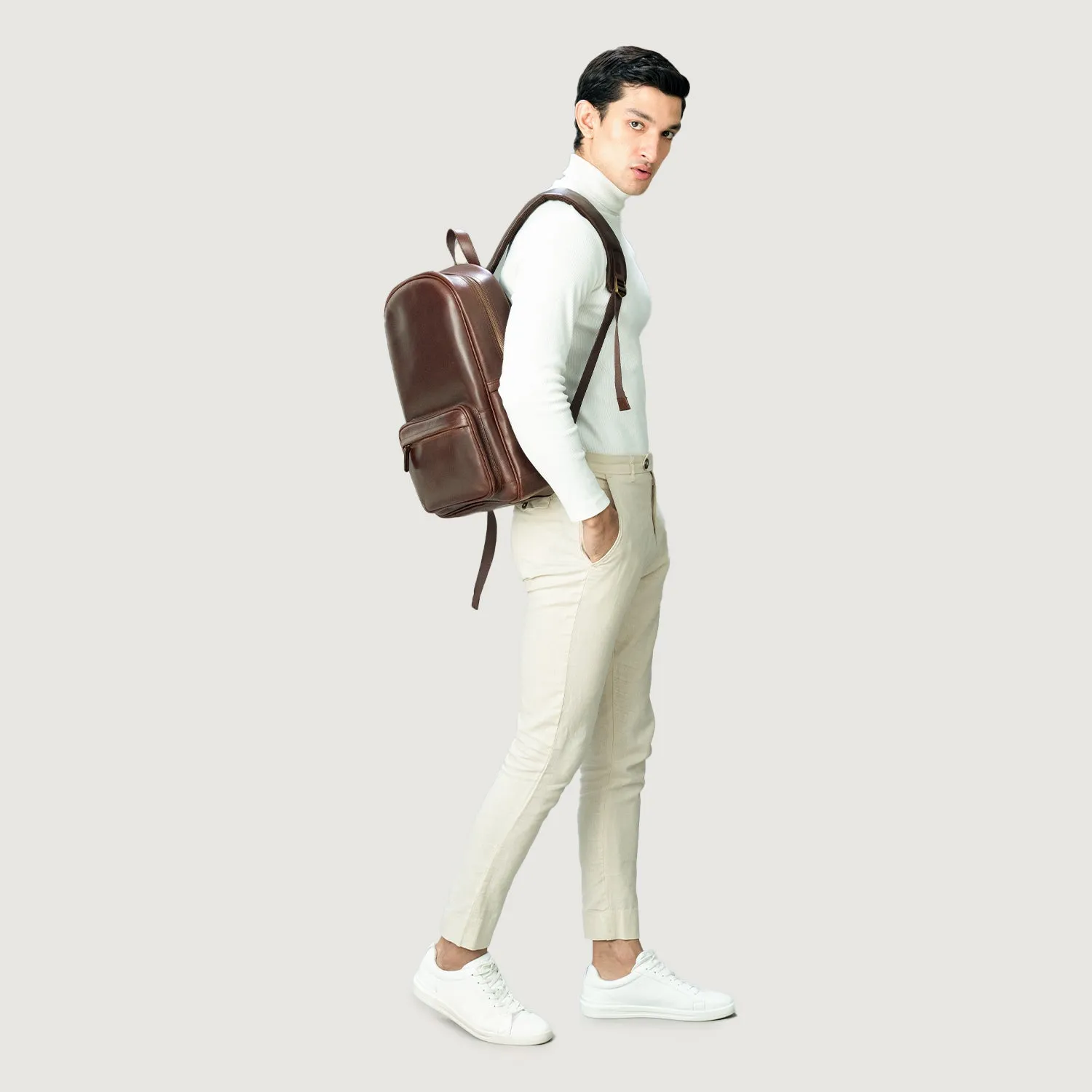 The Philos Vintage Brown Leather Backpack