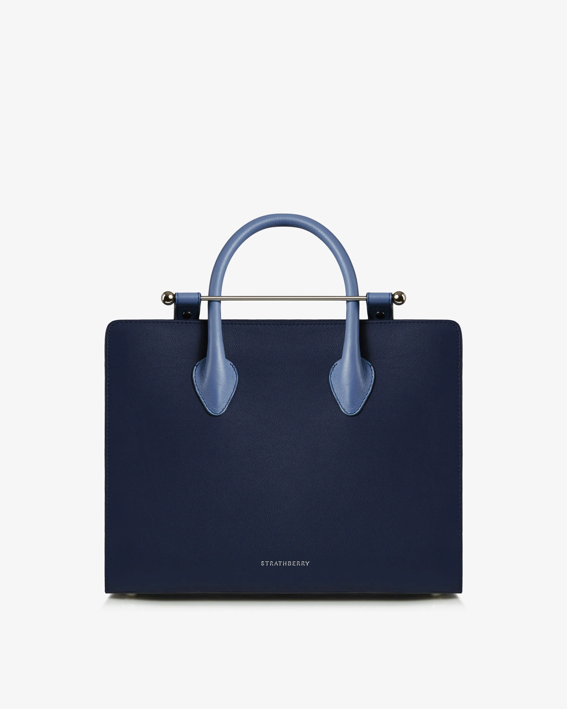 The Strathberry Midi Tote - Navy/Sea Blue with Silver Hardware