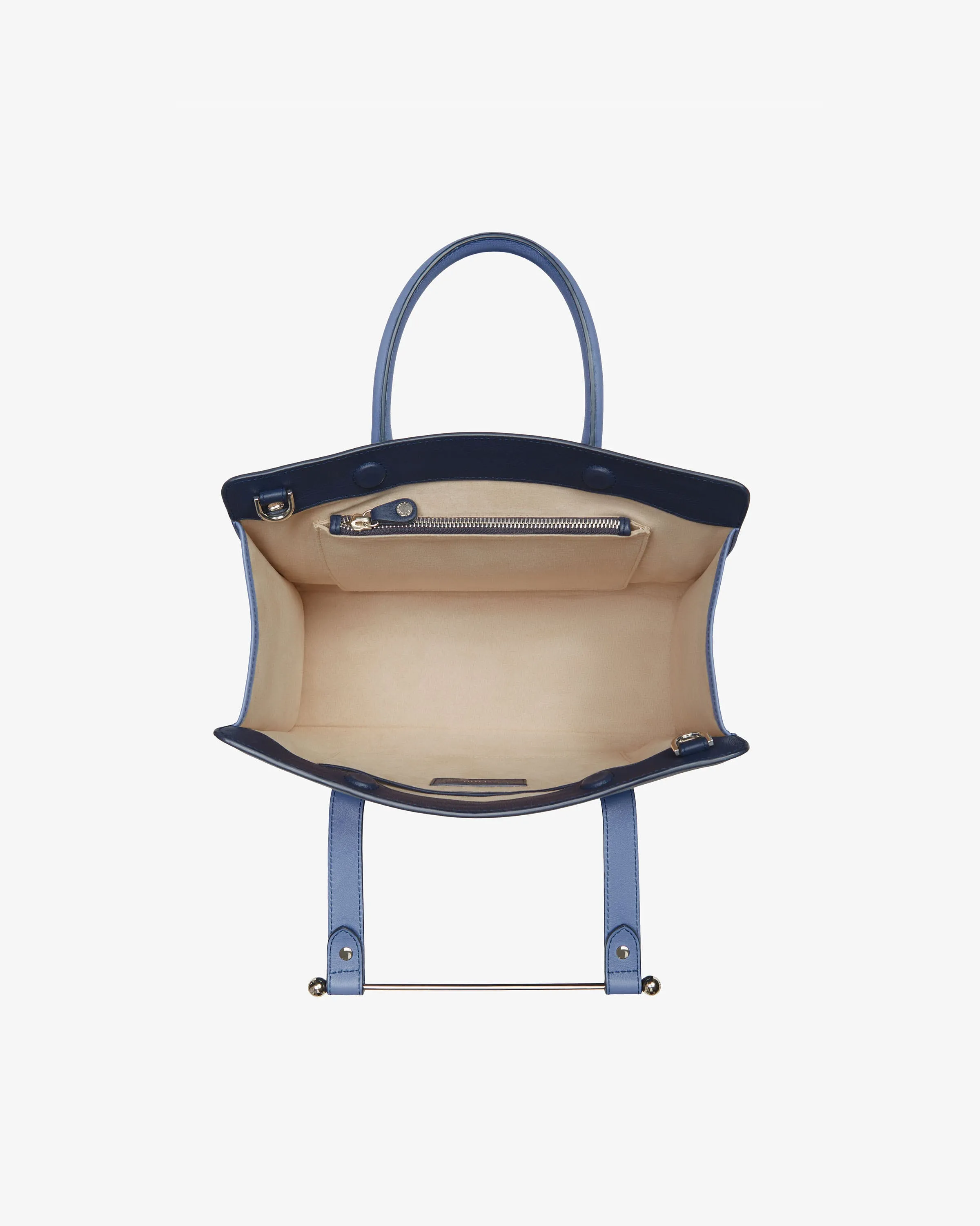 The Strathberry Midi Tote - Navy/Sea Blue with Silver Hardware