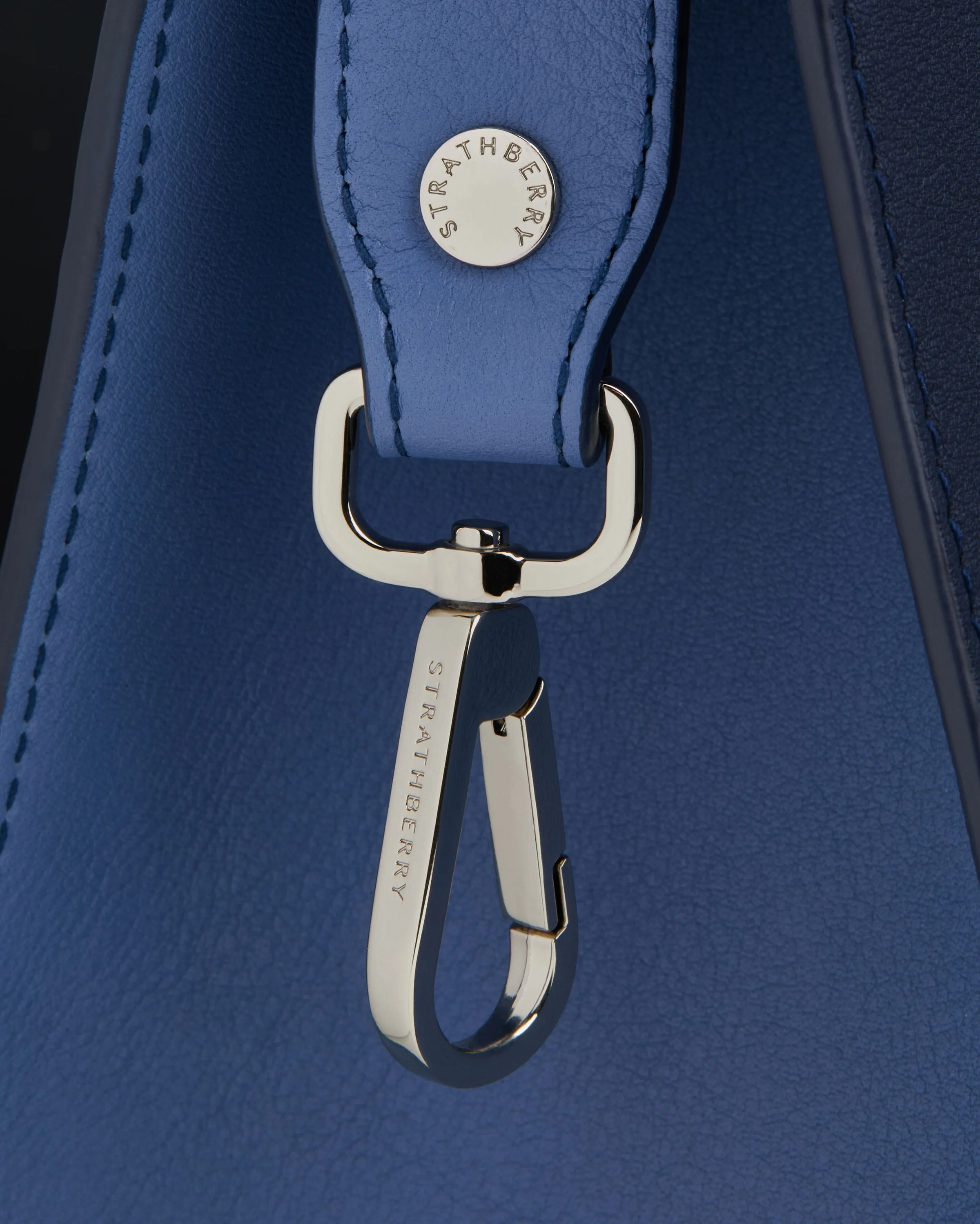 The Strathberry Midi Tote - Navy/Sea Blue with Silver Hardware