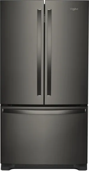 Whirlpool WRF535SWHV 36 Inch French Door Refrigerator with 25 Cu. Ft. Capacity, Temperature-Controlled Drawer, Adaptive Defrost, Ice Maker, Interior Water Dispenser, and ENERGY STAR® Certified: Fingerprint Resistant Black Stainless Steel