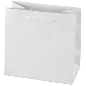 White Matte Rope Handle Euro-Tote Shopping Bags - 9.0 x 3.5 x 7.0